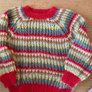 Doen Multicolor Striped Wool Sweater - Red, Cream, Blue, Brown